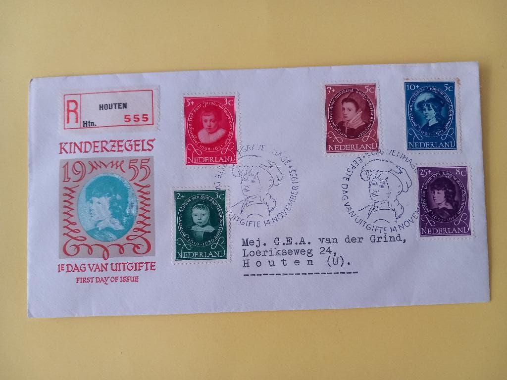 1955 Zomerzegels FDC E24 met gesloten klep e2, Verzenden, Nederland