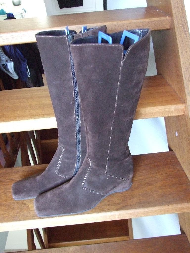 Gabor zgan bruine suede laarzen op sleehak maat 8/41, Hoge laarzen, Bruin, Gabor, Ophalen of Verzenden