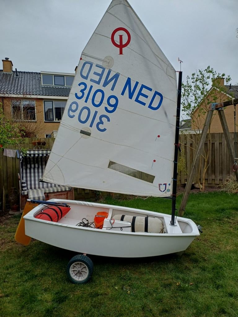Wedstrijd Optimist met trailer, Watersport en Boten, Ophalen, Gebruikt, Overige typen, Minder dan 15 m²