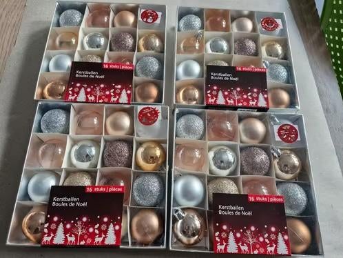 4x 16 stuks Mix rose gouden kerstballen 4cm h, Diversen, Kerst, Evora, Onbekend, Nieuw, Ophalen of Verzenden