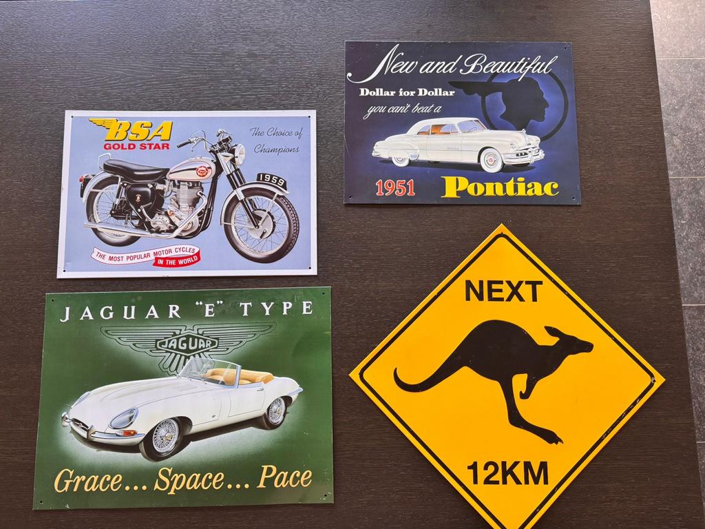 Vintage metalen reclameborden: Auto's en Motoren, Ophalen of Verzenden, Gebruikt