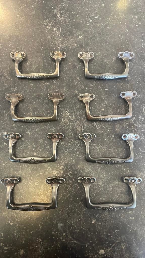 4x set ART DECO Schuifraamgrepen ANTIEK gietijzer raamgrepen, Ophalen of Verzenden