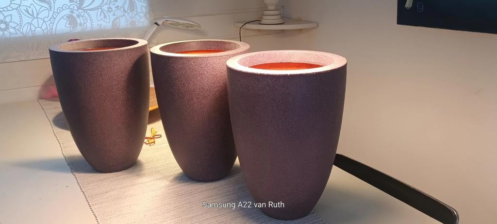 3 Capi Europe amphora plantpotten, kunststof, Tuin en Terras, Bloempotten, Kunststof, Rond, Minder dan 40 cm, Ophalen