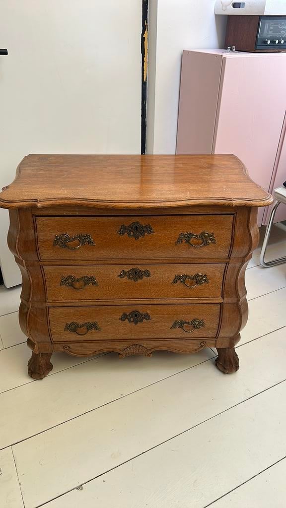 Massief Eiken buikkastje 80x44,5x71, Huis en Inrichting, Kasten | Ladekasten, Ophalen, Gebruikt, 50 tot 100 cm, 3 of 4 laden