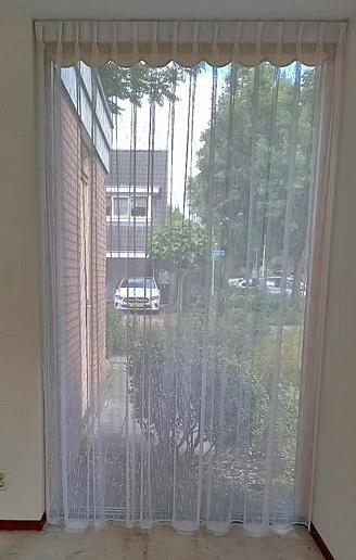 1x vitrage, netjes en van goede kwaliteit, Ophalen of Verzenden, Zo goed als nieuw, 200 cm of meer, 200 cm of meer