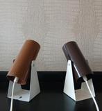 2 vintage, design, space age wandlampen/ tafellampen, bruin, Ophalen of Verzenden, Gebruikt, Metaal, Vintage