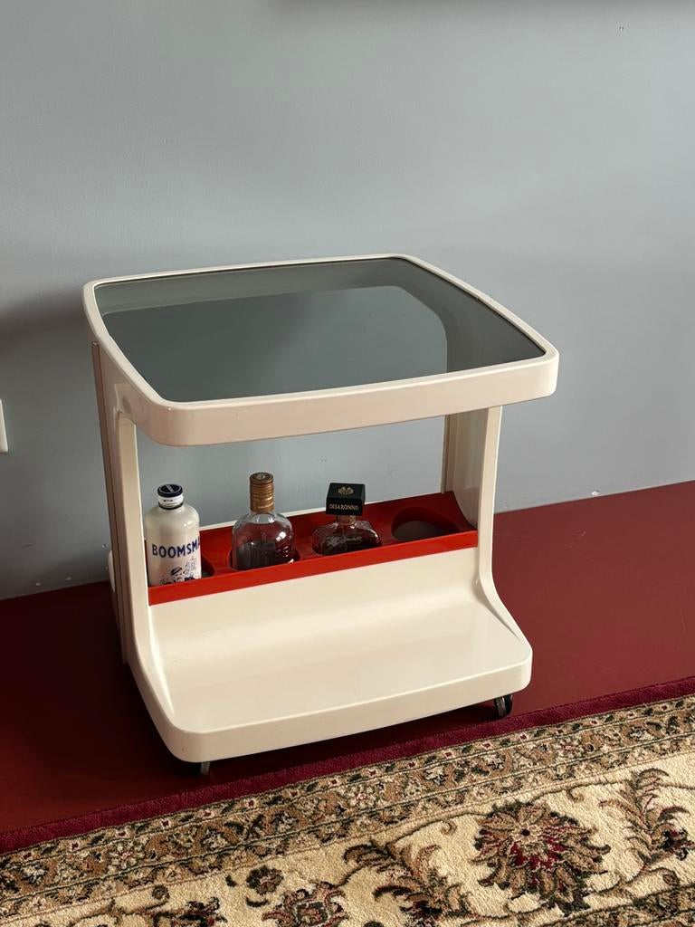 Space-age dranktafel trolley, Huis en Inrichting, Tafels | Bijzettafels, 45 tot 60 cm, Minder dan 55 cm, Rond, Ophalen of Verzenden