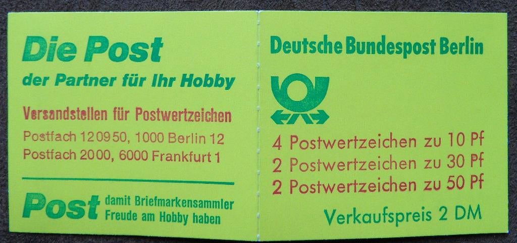 Postzegelboekje – Deutsche Bundespost Berlin  Boekje 10b II, Ophalen of Verzenden, BRD, Postfris