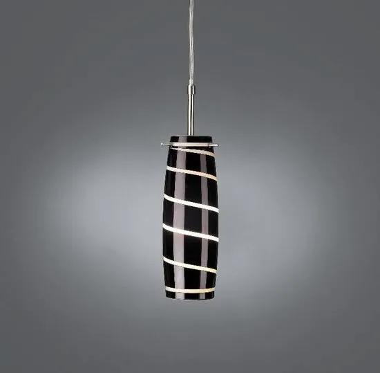 Moderne Hanglamp Zwart met Witte Strepen, Ophalen, Zo goed als nieuw, Glas, Minder dan 50 cm