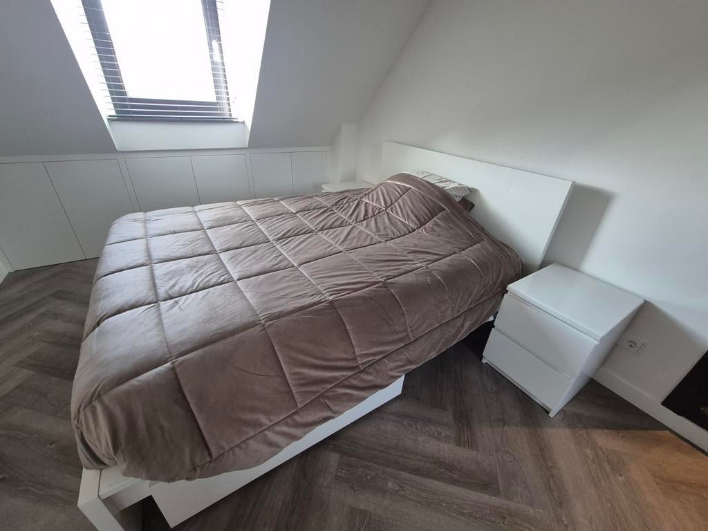 Ikea Malm bed 140x200 met lades en nachtkastjes, Huis en Inrichting, Slaapkamer | Bedden, Ophalen, Gebruikt, Wit, Tweepersoons