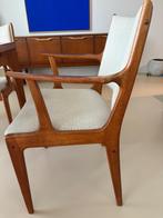 vintage mid century eetkamerstoelen x5, Ophalen, Gebruikt, Bruin, Stof