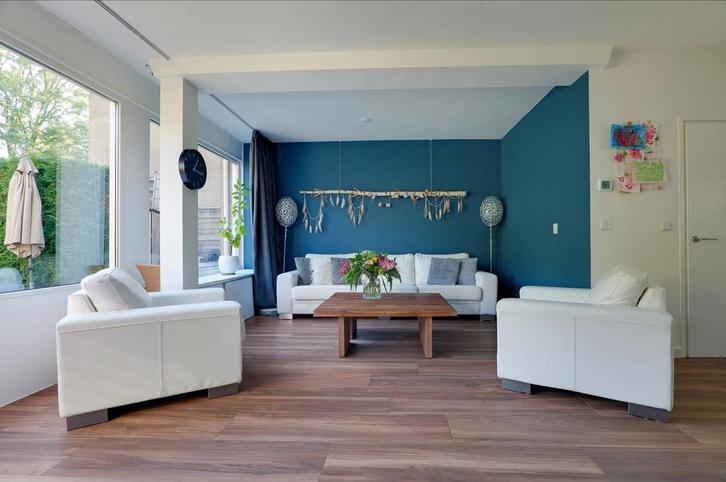 Grote leren bank met 2 fauteuils, Huis en Inrichting, Fauteuils, Gebruikt, Leer, 125 cm of meer, 75 tot 100 cm, Ophalen