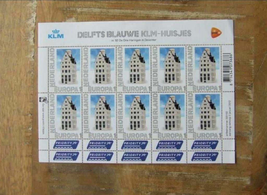 2012 Vel Delftsblauwe KLM Huisjes Int NVPH V2898 Postfris., Postzegels en Munten, Postzegels | Nederland, Ophalen of Verzenden