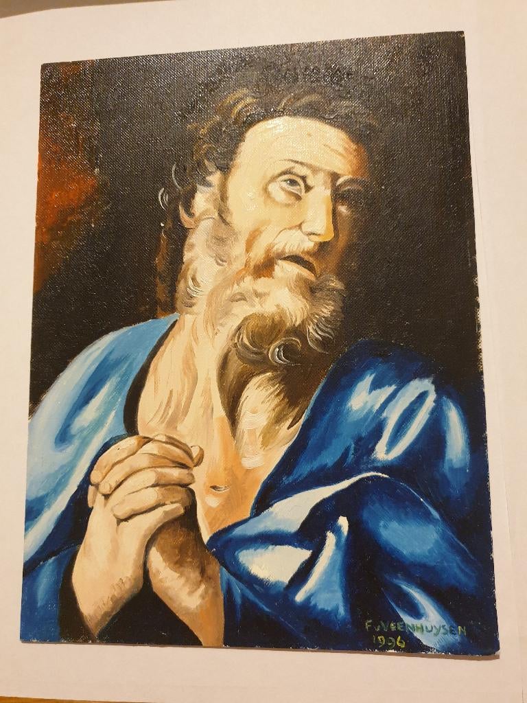 0207 f.v.veenhuysen - huilende st petrus 18x24cm, Verzenden