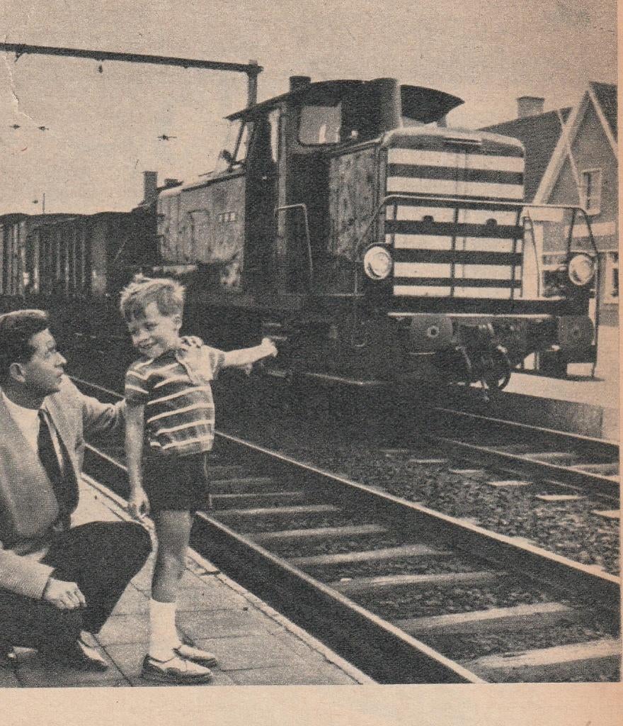 Retro reclame 1963 Märklin modeltrein jongetje met NS lok, Verzenden, Overige typen