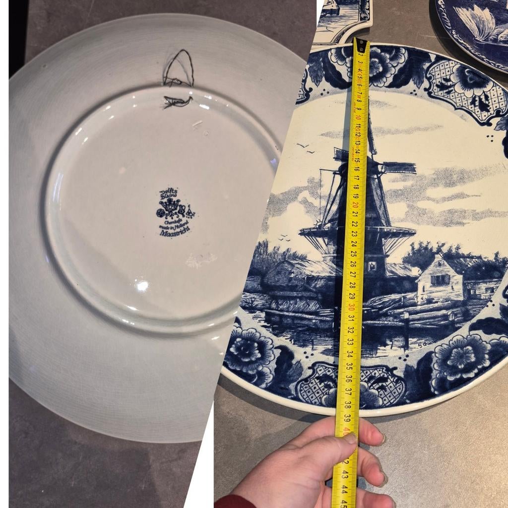 Delfts blauw wandbord Chemkefa Maastricht molen, Antiek en Kunst, Ophalen of Verzenden