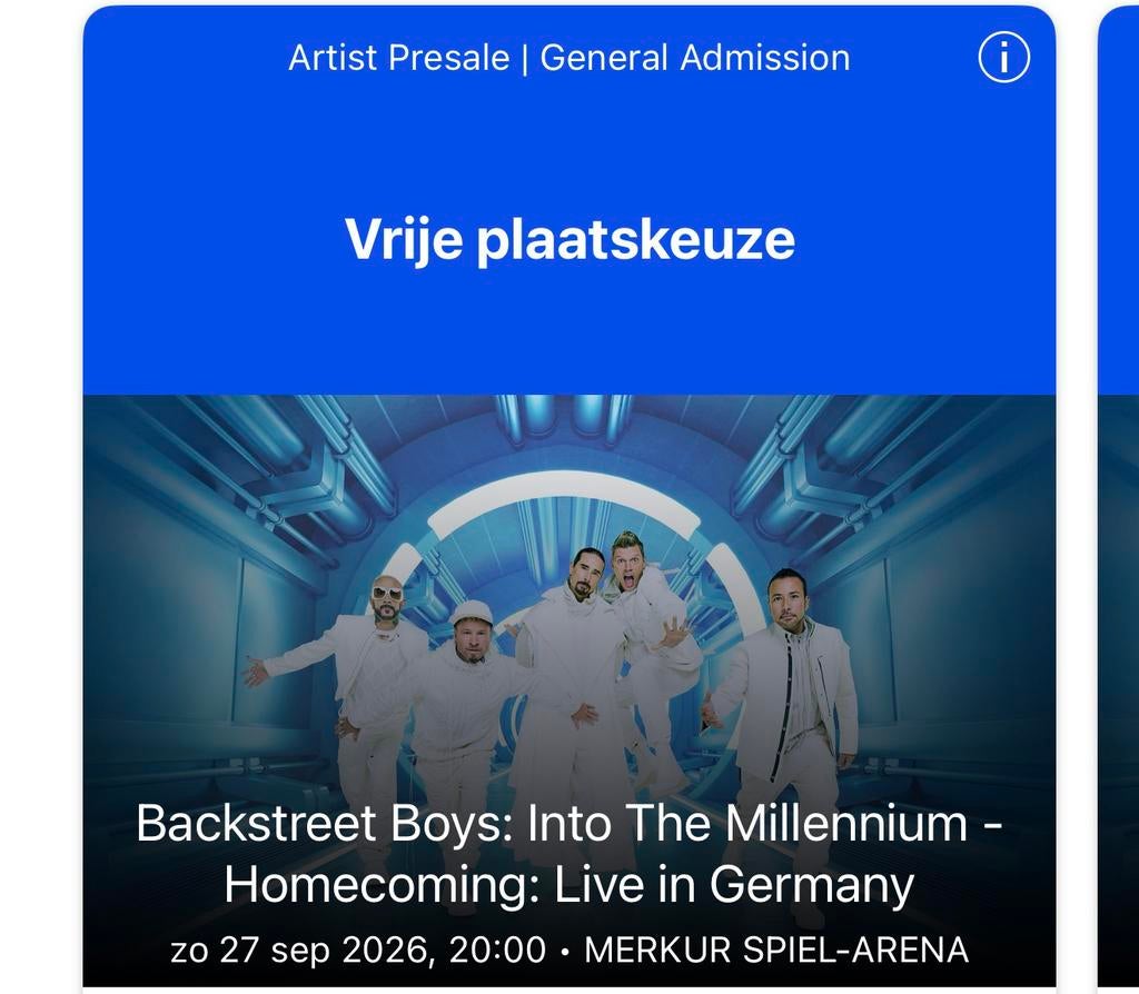 Backstreet Boys 27 sept 2026 Düsseldorf 1x staanplaats, Tickets en Kaartjes, Eén persoon