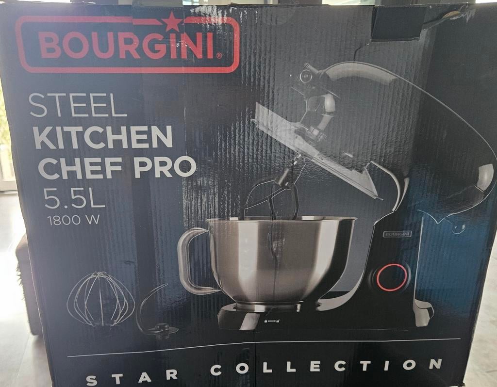 Bourgini Steel Kitchen Chef Pro keukenmachine 5,5L, 4 liter of meer, Nieuw, 3 snelheden of meer, Ophalen of Verzenden