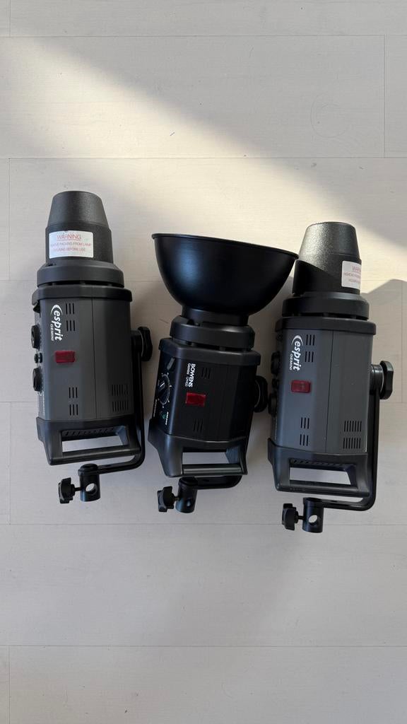 Bowens Esprit Gemini Flitskoppen met toebehoren, Ophalen, Gebruikt