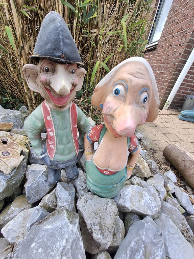 Twee houten trollen, Tuin en Terras, Tuinbeelden, Ophalen of Verzenden, Hout