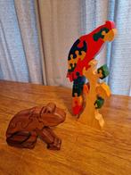 Vintage design houten papegaai en kikker, Ophalen of Verzenden