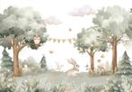 Bosdieren fotobehang Feest in het Bos, Ook op maat, Verzenden, Minder dan 10 m², Babykamer, kinderkamer, baby, bos, bosdieren
