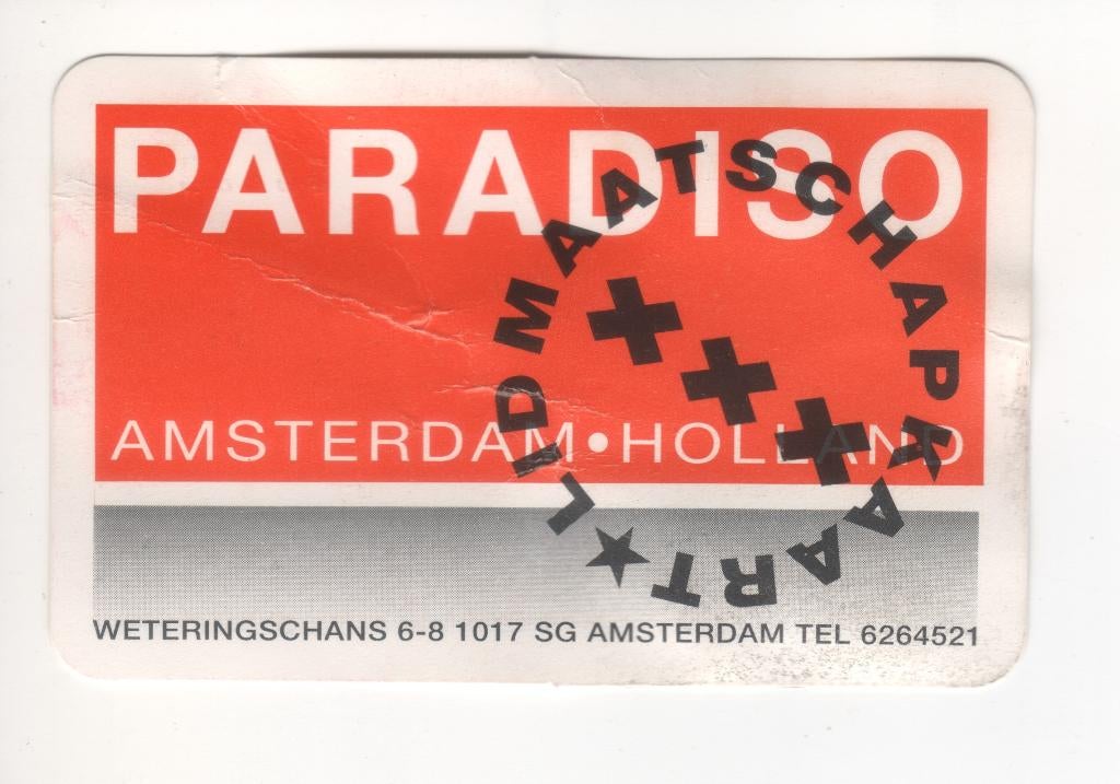 lidmaatschapskaart Paradiso 11 februari 1997 (TK 37), Ophalen of Verzenden