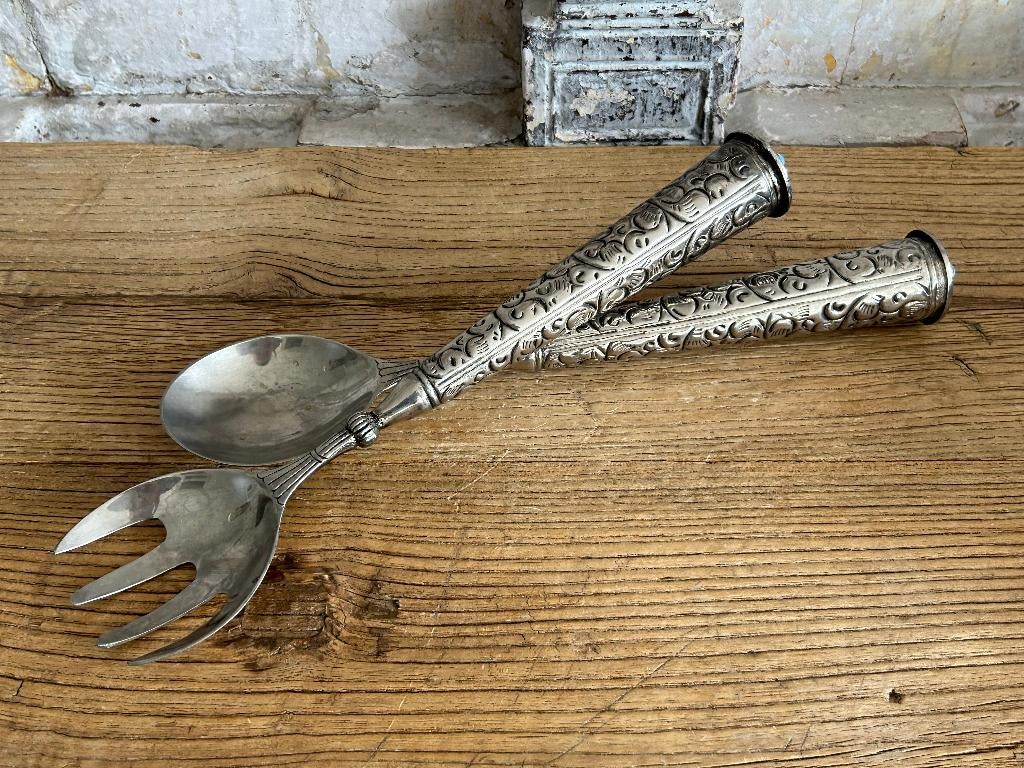 XL Verzilverd slacouvert - slabestek - Oosters - Turkoois, Antiek en Kunst, Ophalen of Verzenden