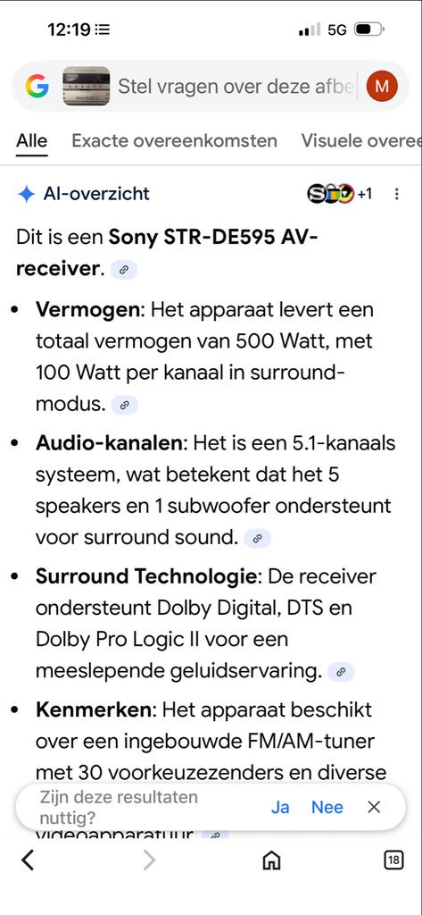 Sony STR-DE595 AV-receiver, Ophalen, Gebruikt, Sony, 120 watt of meer