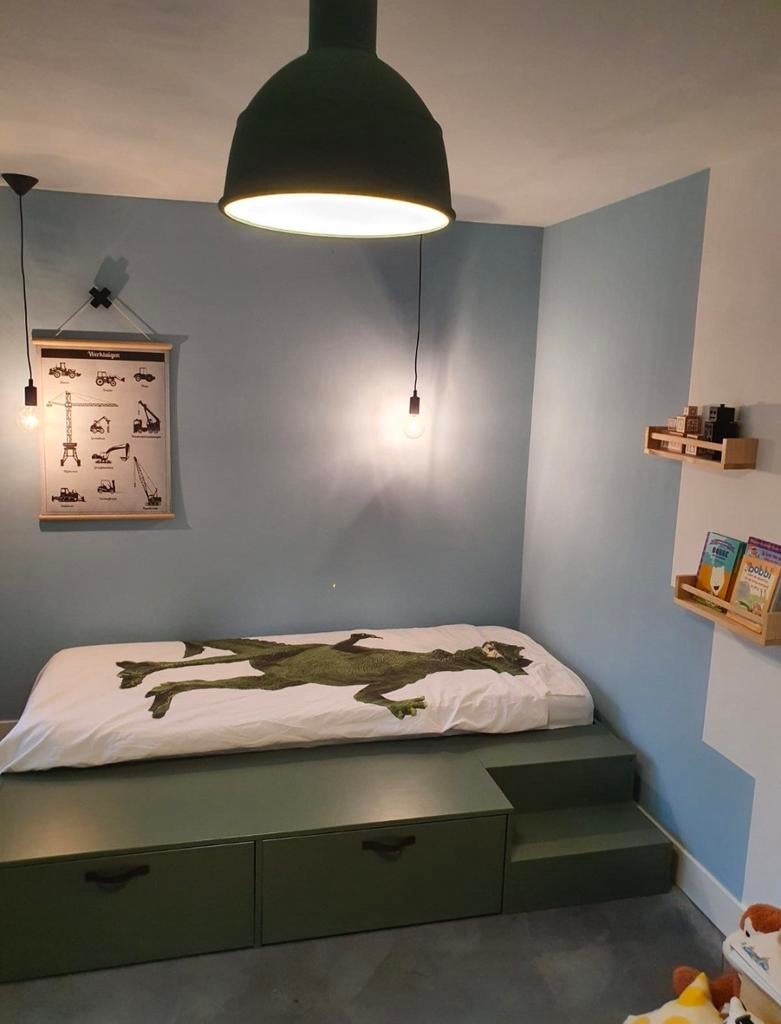 Super tof groen VT wonen Stage kinderbed 80 x 200 cm izgs!, Ophalen, Zo goed als nieuw, Tweepersoons