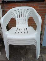 4 stapelstoelen met 3 kussens, Tuin en Terras, Ophalen, Gebruikt