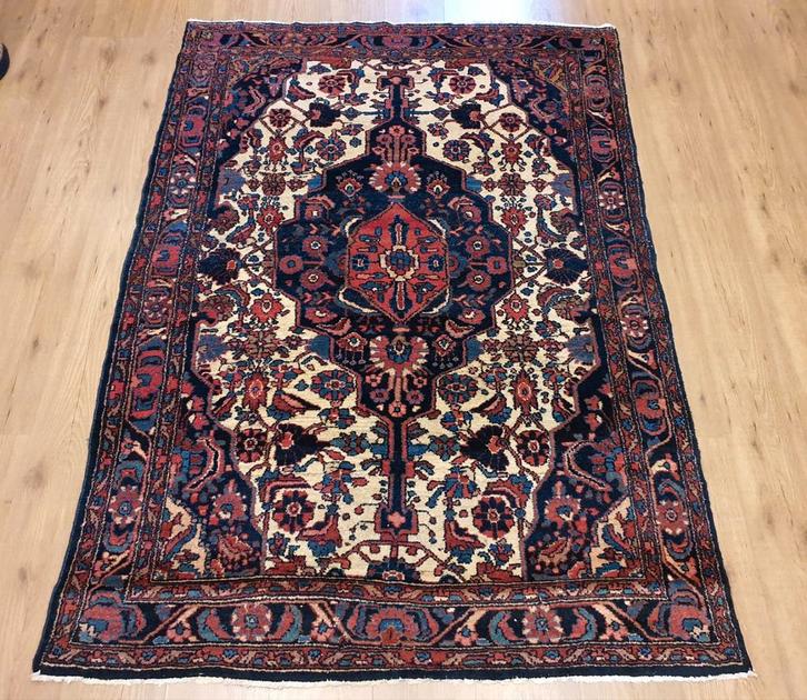 Vintage handgeknoopt perzisch tapijt antiek 195x138, Huis en Inrichting, Stoffering | Tapijten en Kleden, Gebruikt, 100 tot 150 cm