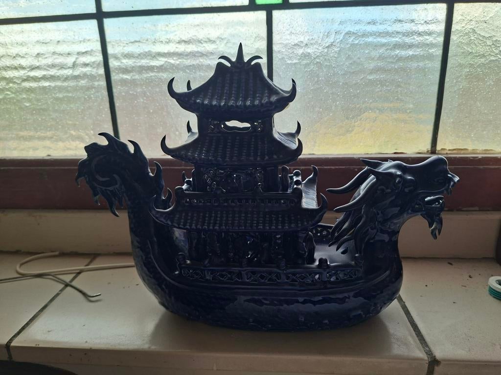 Uniek Drakenboot Beeld - Blauw Keramiek, Antiek en Kunst, Antiek | Woonaccessoires, Ophalen