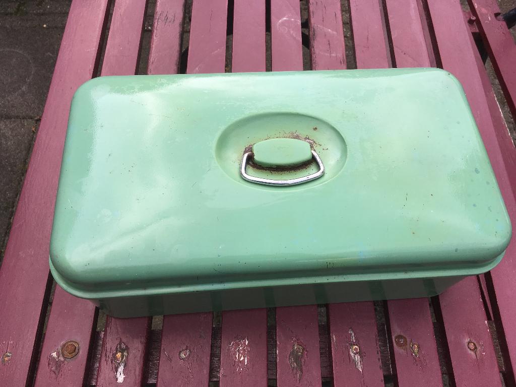 broodtrommel licht groen, Broodtrommel, Ophalen of Verzenden, Metaal, Groen