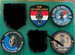 4x badge Kon Marechaussee Schiphol, Verzamelen, Ophalen of Verzenden, Marechaussee, Nederland, Embleem of Badge
