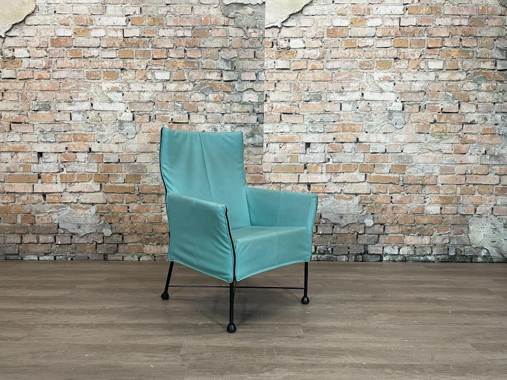 Montis Charly zeeblauw bij TheReSales, Huis en Inrichting, Fauteuils, Stof, Minder dan 75 cm, Ophalen of Verzenden, Zo goed als nieuw