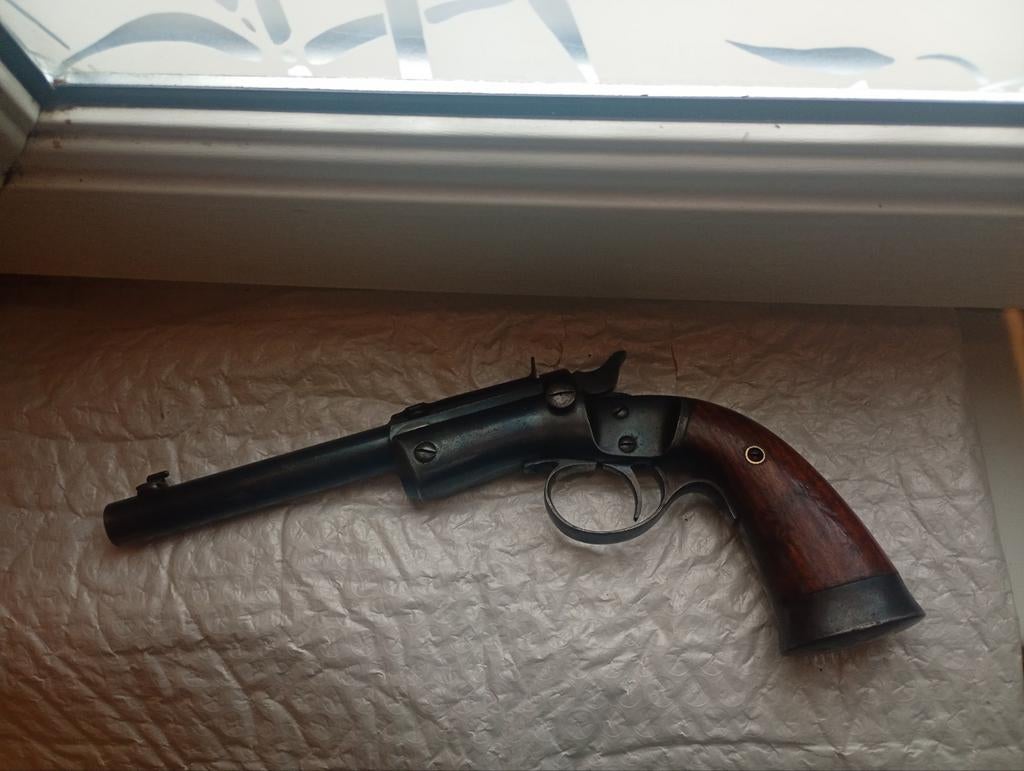 Antiek Target pistool .25 randvuur, Verzamelen, Militaria | Algemeen, Ophalen, Overige soorten, Amerika