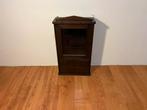Vintage houten wandkastje met glazen deur en lade, Ophalen, Gebruikt