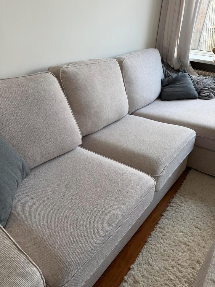 IKEA KIVIK bank met chaise longue en poef, Huis en Inrichting, Banken | Bankstellen, Gebruikt, Hoekbank, Vierpersoons of meer