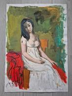 Peter Klashorst Schilderij gemengde techniek op papier 53x37, Ophalen of Verzenden