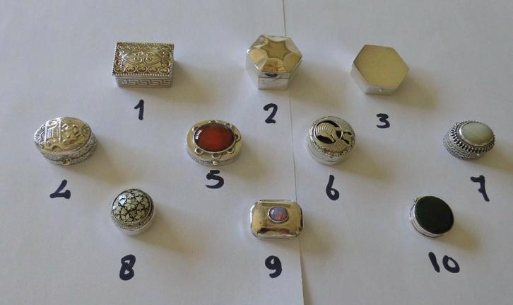 Zilveren doosjes 6 t/m 10, Antiek en Kunst, Antiek | Goud en Zilver, Zilver, Ophalen of Verzenden