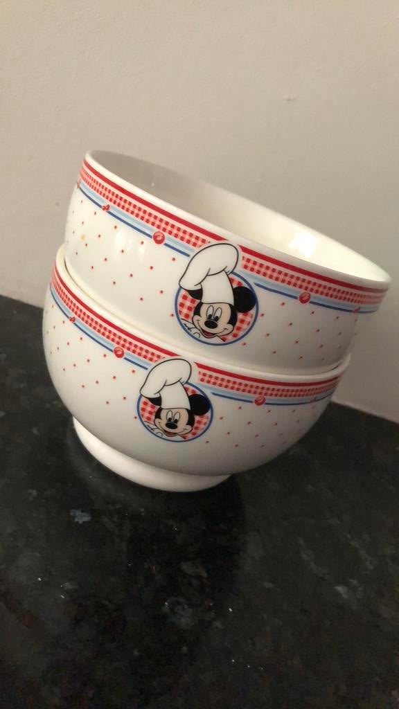 2 schaaltjes Mickey Mouse Cooking uit Euro Disney, Ophalen of Verzenden, Mickey Mouse