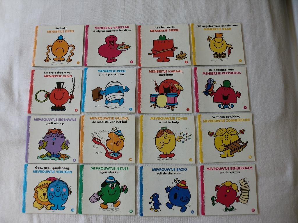 Roger Hargreaves - 16 (van 16) Meneertje Mevrouwtje boekjes, Verzamelen, Ophalen of Verzenden, Overige figuren, Zo goed als nieuw