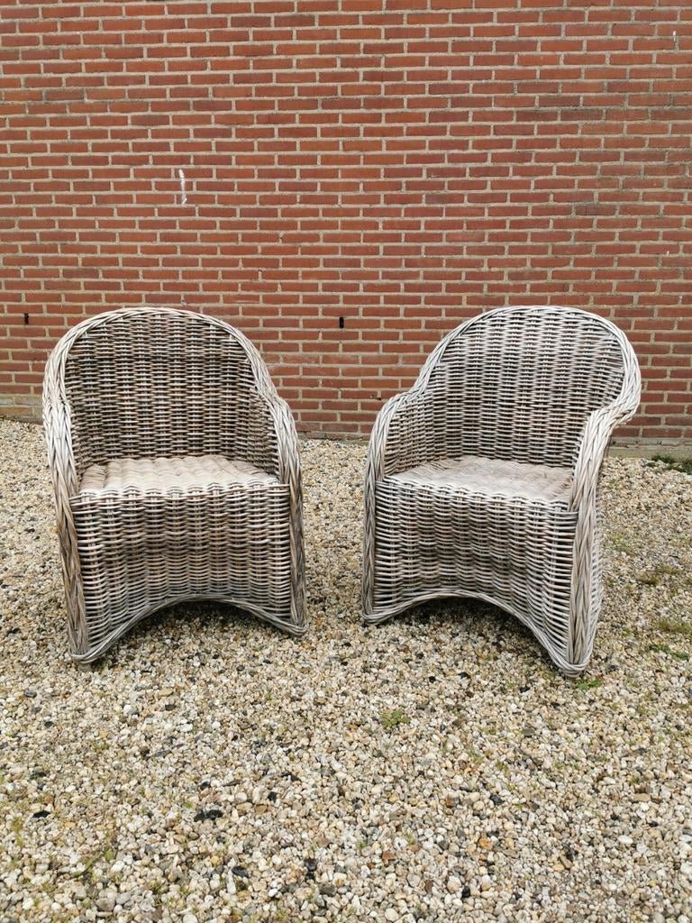 2 rotan tuinstoelen/fauteuils, Tuin en Terras, Tuinstoelen, Ophalen, Rotan