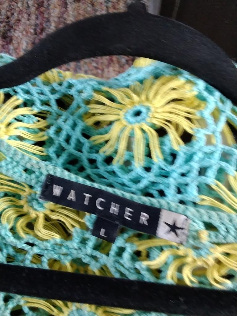 Blauw  met geel trui v.an Watcher maat L, Kleding | Dames, Blauw, Maat 42/44 (L), Ophalen of Verzenden, Gedragen