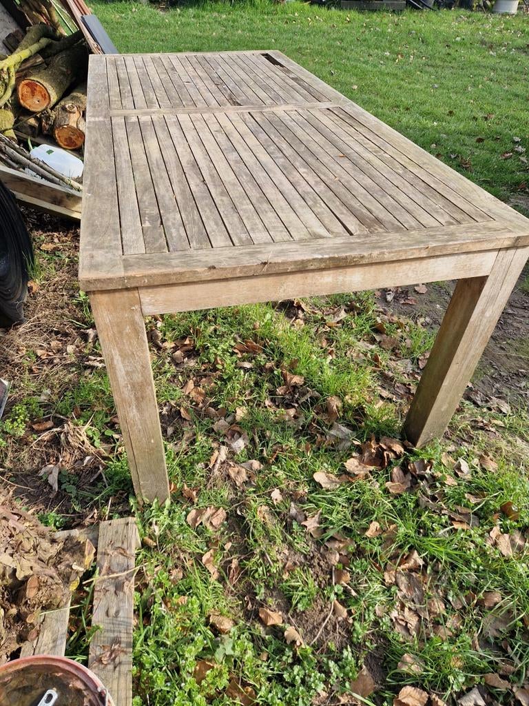 Gratis tuintafel teak, Tuin en Terras, Ophalen, Gebruikt, Rechthoekig, Teakhout