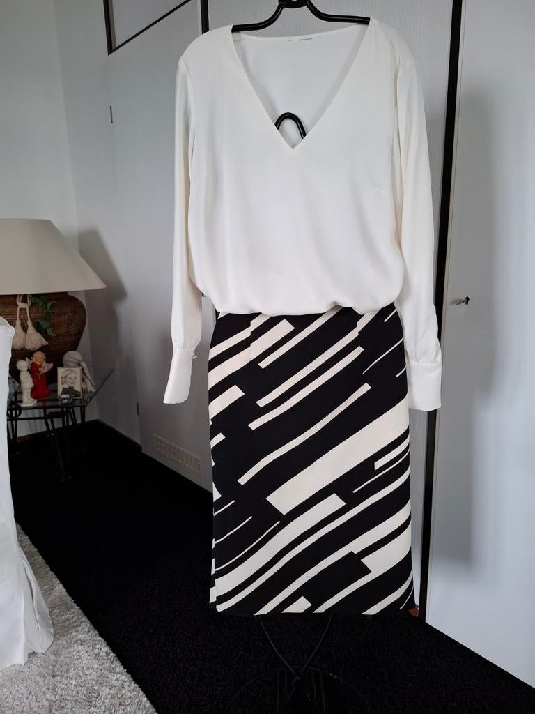 Blouse cremè en rok zwart/cremè van ZARA maat M, Maat 38/40 (M), Overige kleuren, Verzenden, Zara
