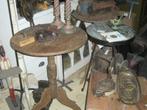 Wijntafel van oud teakhout of elmhout Ook krukjes van oud ho, Ophalen, Rechthoekig, Hout, Minder dan 55 cm