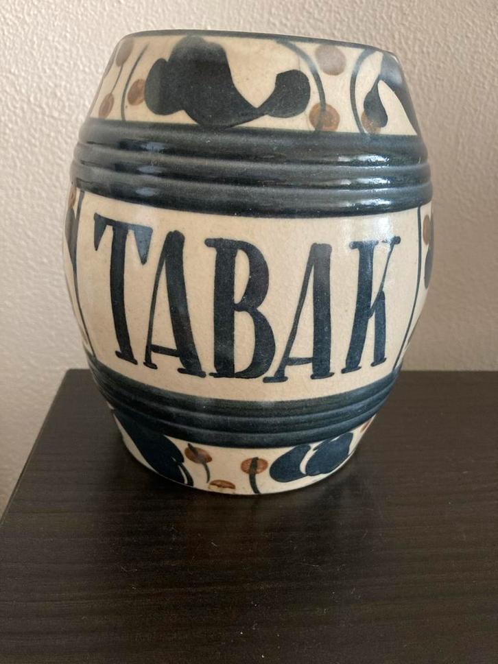 Aardewerk Tabakspot met Blauwe Florale Motieven, Antiek en Kunst, Antiek | Keramiek en Aardewerk, Ophalen of Verzenden