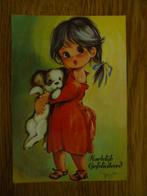 Ansichtkaart - meisje met hondje, Ophalen of Verzenden, 1960 tot 1980, Gelopen, Kinderen